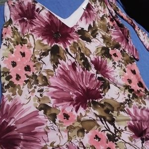 Byerwear foral bow shoulder blouse women's size L